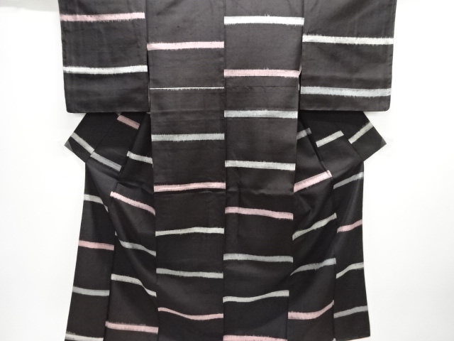 JAPANESE KIMONO / ANTIQUE KIMONO / TAISHO ROMAN STYLE / SILK / TSUMUGI / WOVEN STRIPE